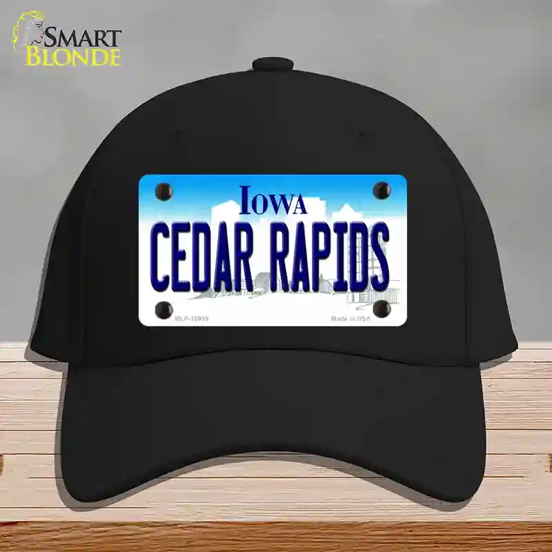 HAT03-MLP-10939 Cedar Rapids Iowa Novelty License Plate Hat, Cotton - Black