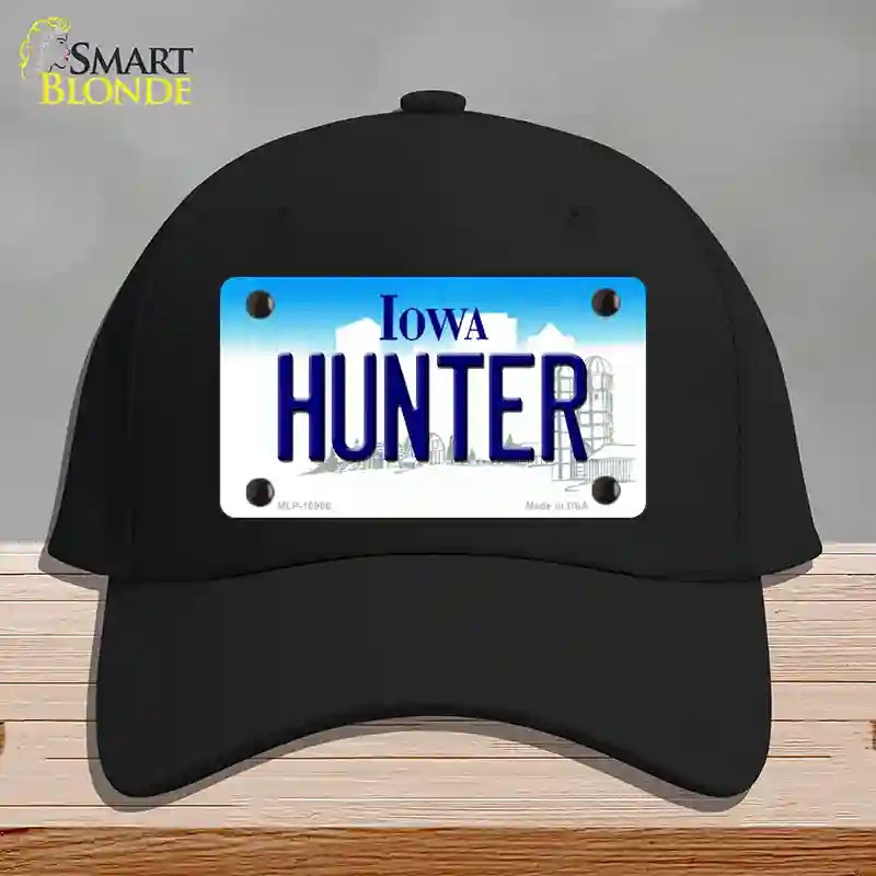 HAT03-MLP-10966 Hunter Iowa Novelty License Plate Hat, Cotton - Black