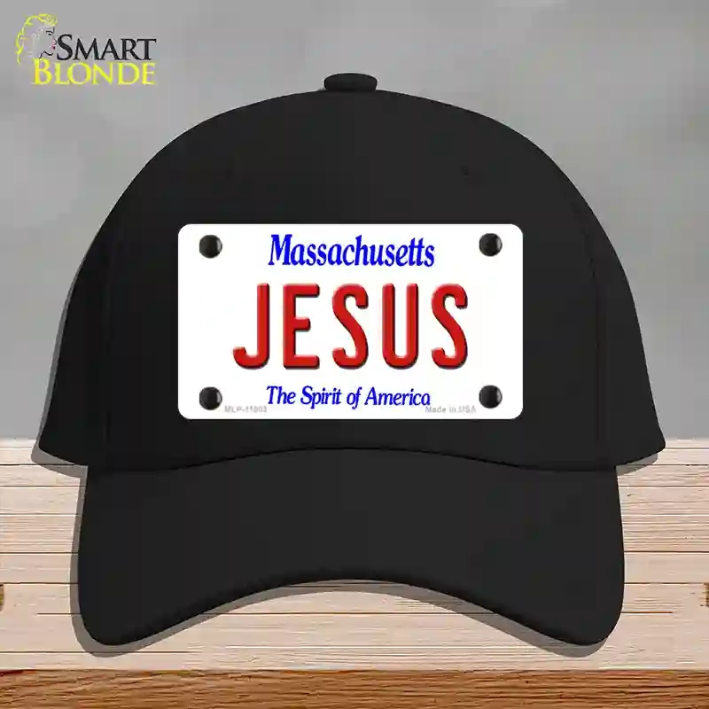 HAT03-MLP-11003 Jesus Massachusetts Novelty License Plate Hat, Cotton - Black