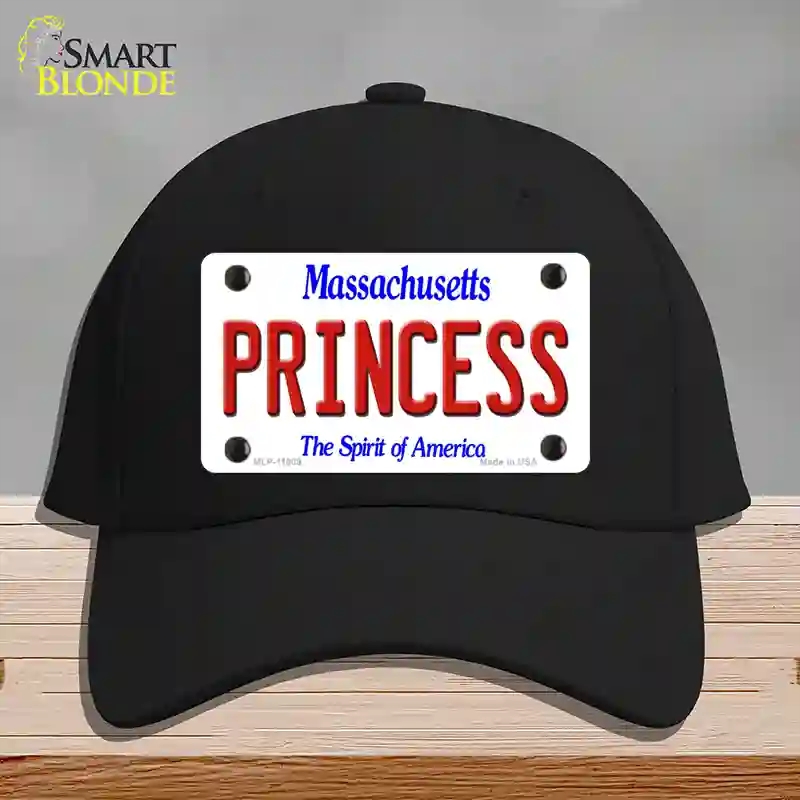 HAT03-MLP-11009 Princess Massachusetts Novelty License Plate Hat, Cotton - Black