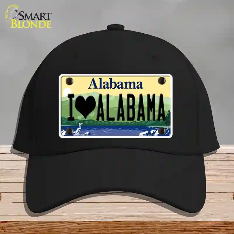 HAT03-MLP-10013 I Love Alabama Novelty License Plate Hat, Cotton - Black