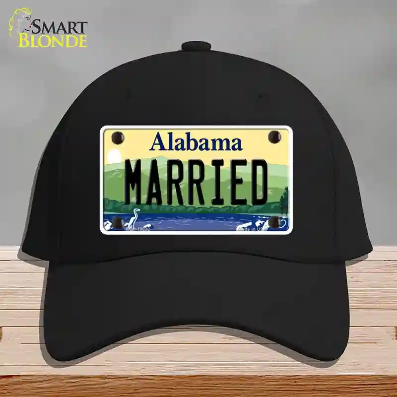 HAT03-MLP-10022 Married Alabama Novelty License Plate Hat, Cotton - Black