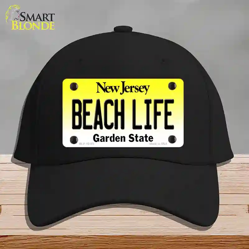 HAT03-MLP-10183 Beach Life   Jersey Novelty License Plate Hat, Cotton - Black