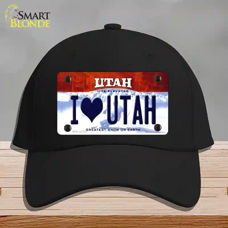 HAT03-MLP-10196 I Love Utah Novelty License Plate Hat, Cotton - Black