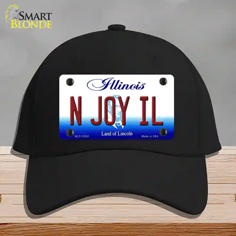 HAT03-MLP-10281 N Joy IL Illinois Novelty License Plate Hat, Cotton - Black