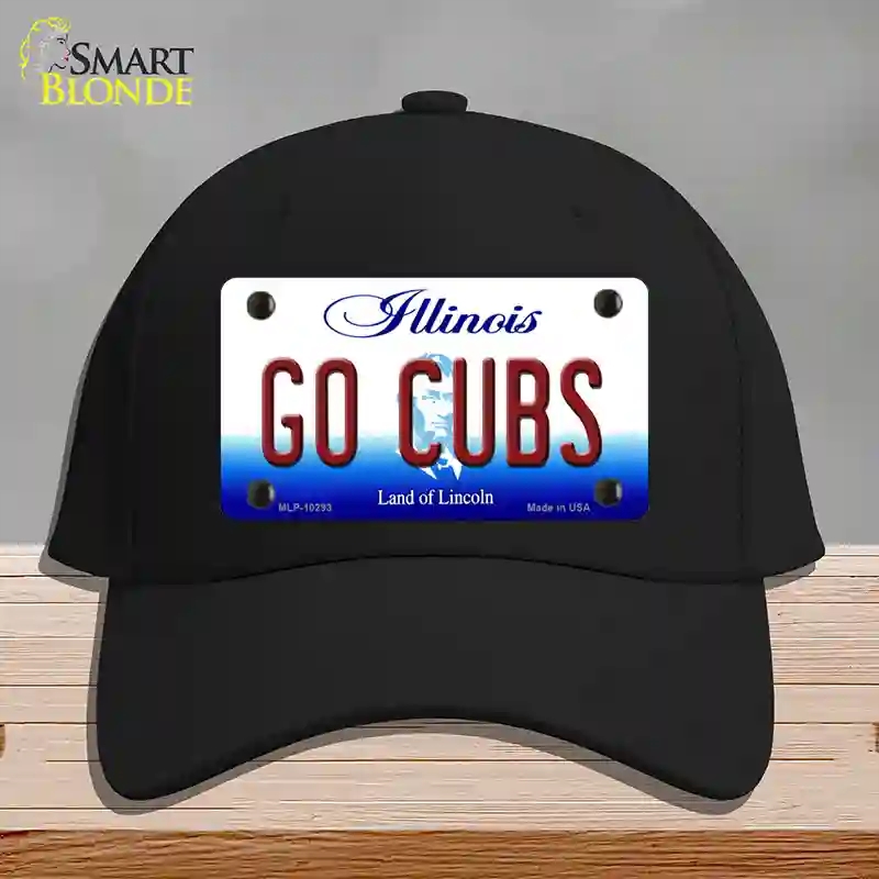 HAT03-MLP-10293 Go Cubs Illinois Novelty License Plate Hat, Cotton - Black
