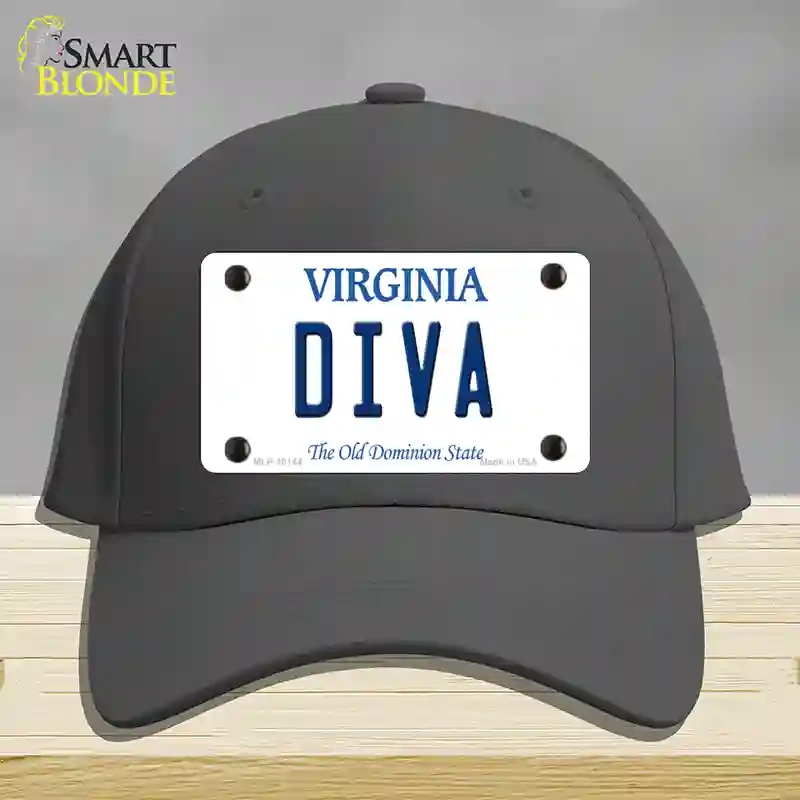 HAT04-MLP-10144 Diva Virginia Novelty License Plate Hat, Cotton - Charcoal