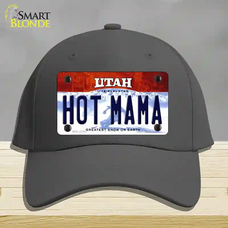 HAT04-MLP-10208 Hot Mama Utah Novelty License Plate Hat, Cotton - Charcoal
