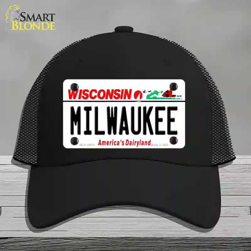 HAT01-MLP-10611 Milwaukee Wisconsin Novelty License Plate Hat, Mesh - Black