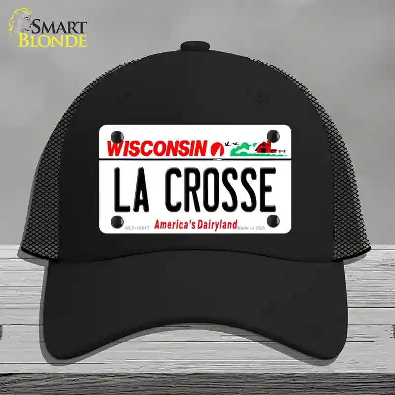 HAT01-MLP-10617 La Crosse Wisconsin Novelty License Plate Hat, Mesh - Black