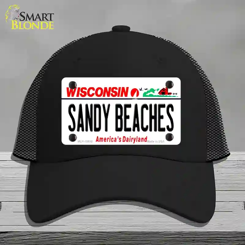 HAT01-MLP-10630 Sandy Beaches Wisconsin Novelty License Plate Hat, Mesh - Black