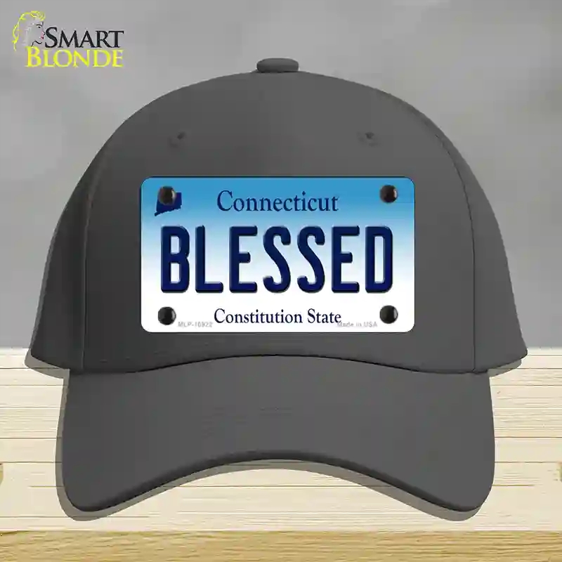 HAT04-MLP-10922 Blessed Connecticut Novelty License Plate Hat, Cotton - Charcoal