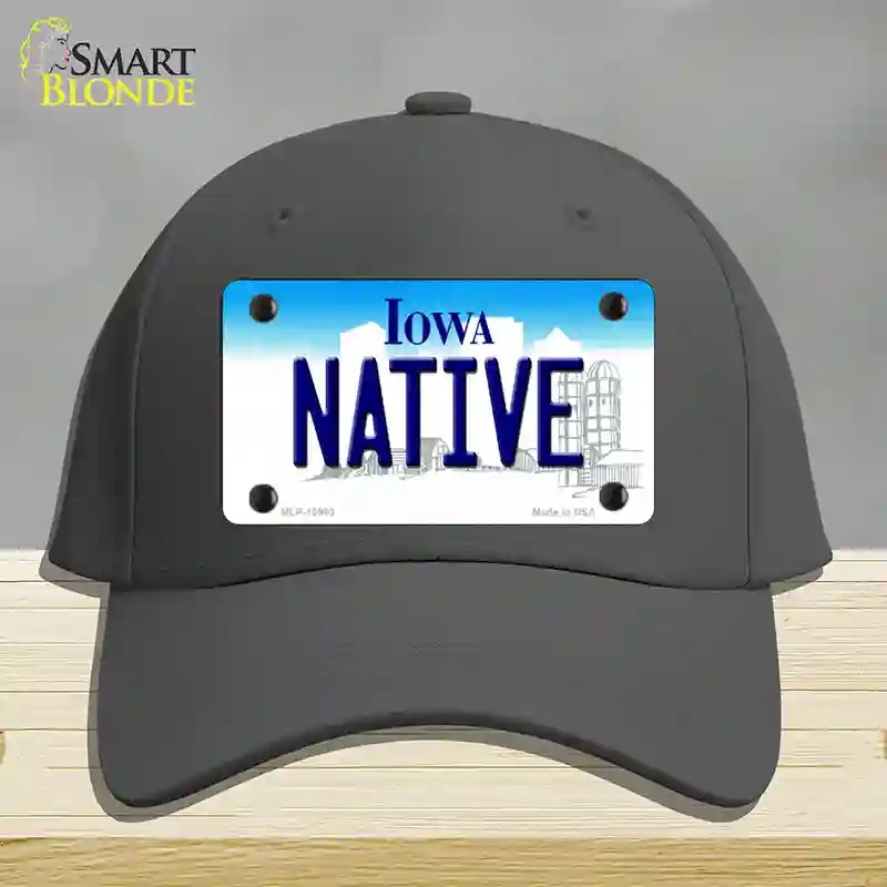 HAT04-MLP-10963 Native Iowa Novelty License Plate Hat, Cotton - Charcoal