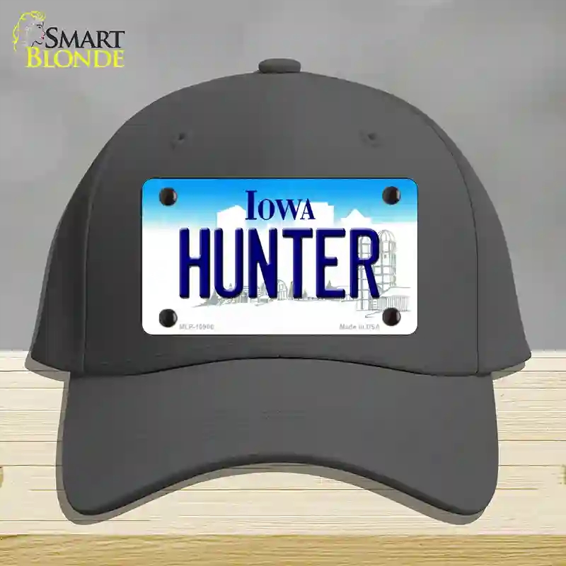 HAT04-MLP-10966 Hunter Iowa Novelty License Plate Hat, Cotton - Charcoal
