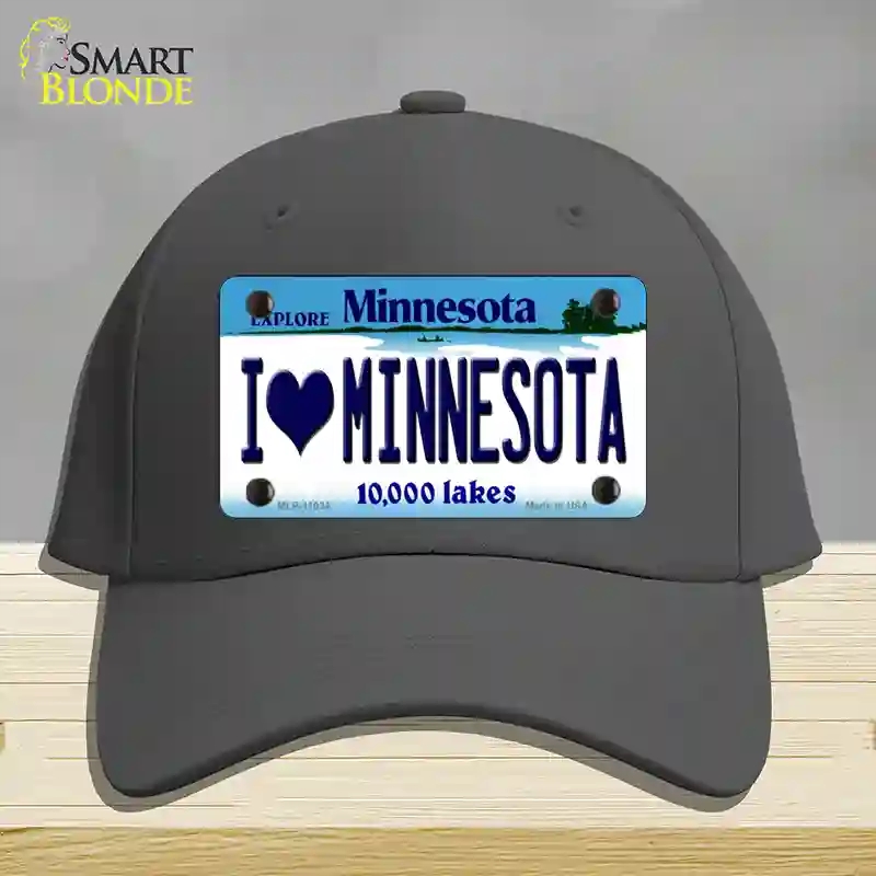 HAT04-MLP-11034 I Love Minnesota Novelty License Plate Hat, Cotton - Charcoal