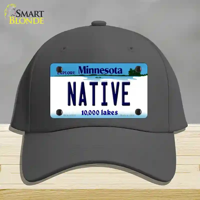 HAT04-MLP-11073 Native Minnesota State Novelty License Plate Hat, Cotton - Charcoal