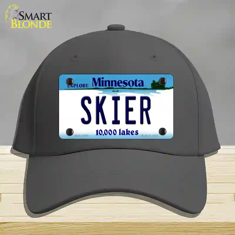 HAT04-MLP-11082 Skier Minnesota State Novelty License Plate Hat, Cotton - Charcoal