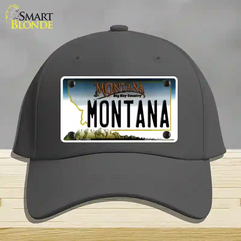 HAT04-MLP-11085 Montana State Novelty License Plate Hat, Cotton - Charcoal