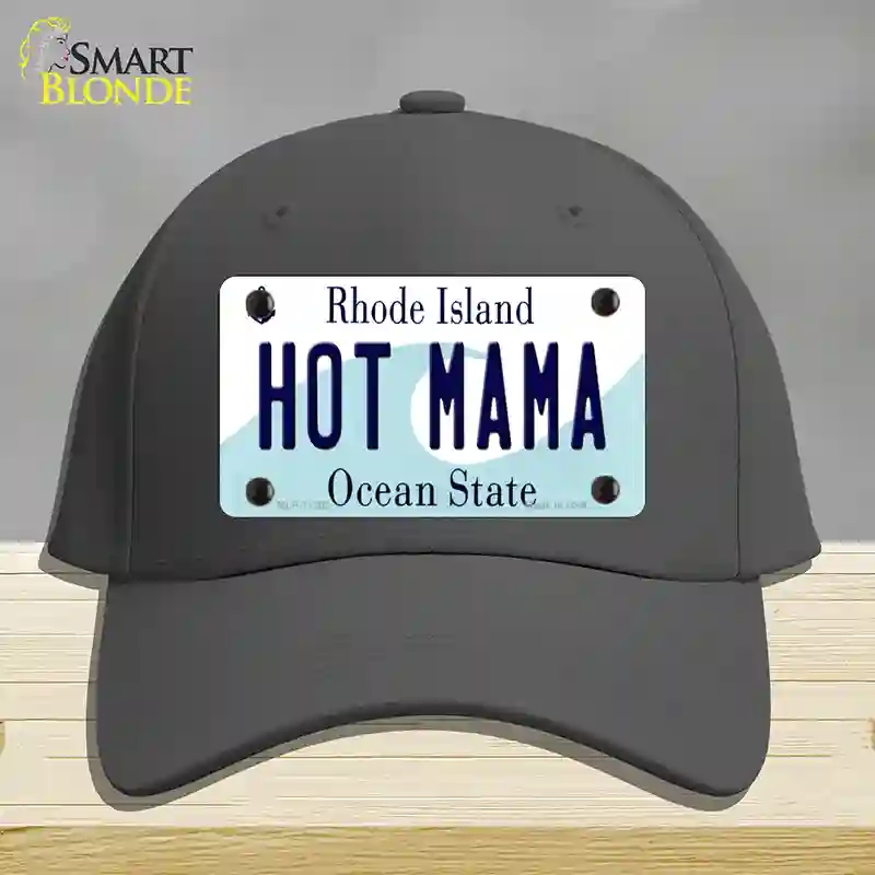 HAT04-MLP-11202 Hot Mama Rhode Island State Novelty License Plate Hat, Cotton - Charcoal