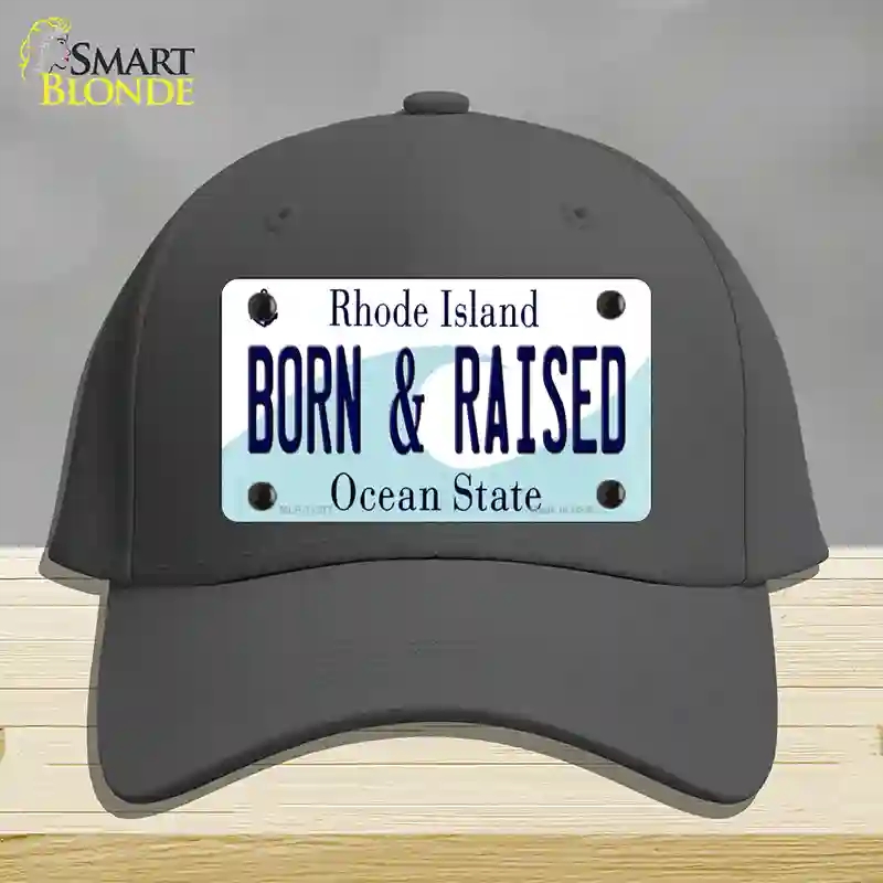 HAT04-MLP-11217 Born & Raised Rhode Island State Novelty License Plate Hat, Cotton - Charcoal