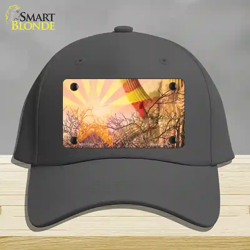 HAT04-MLP-11436 Arizona State Flag Overlay on Cardinal Novelty License Plate Hat, Cotton - Charcoal