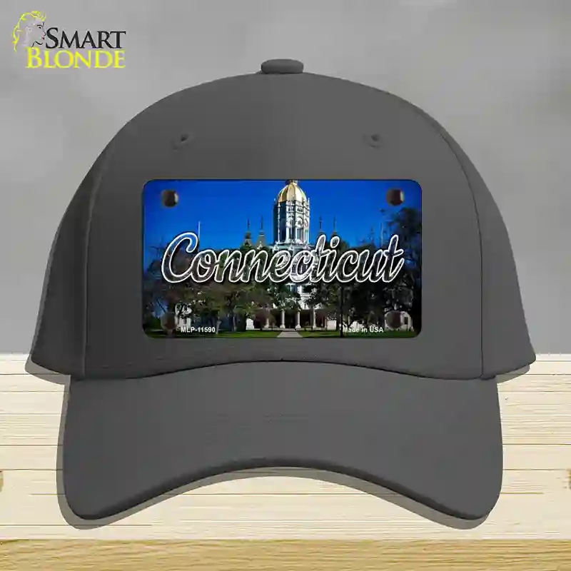 HAT04-MLP-11590 Connecticut Capital Building State Novelty License Plate Hat, Cotton - Charcoal