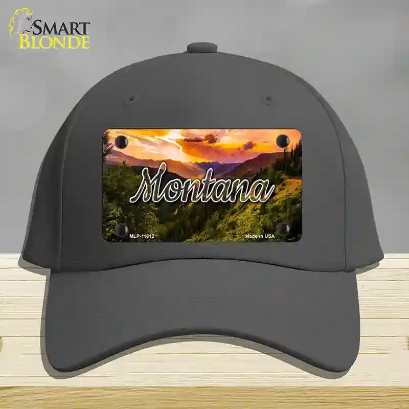 HAT04-MLP-11612 Montana Forest Sunset State Novelty License Plate Hat, Cotton - Charcoal