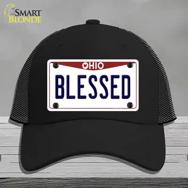 HAT01-MLP-10093 Blessed Ohio Novelty License Plate Hat, Mesh - Black