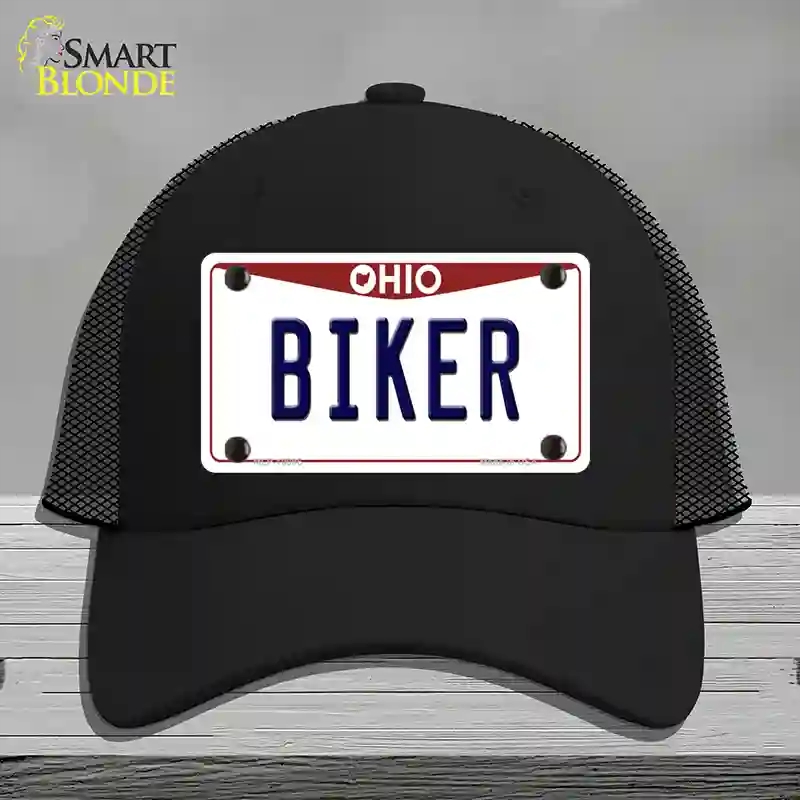 HAT01-MLP-10096 Biker Ohio Novelty License Plate Hat, Mesh - Black