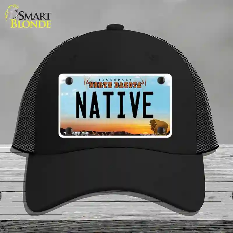 HAT01-MLP-10725 Native North Dakota Novelty License Plate Hat, Mesh - Black