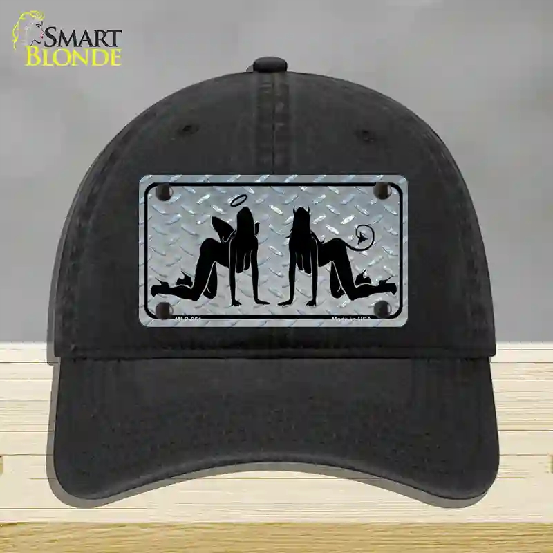 HAT07-MLP-061 Angel & Devil Novelty License Plate Hat, Unconstructed Cotton - Black