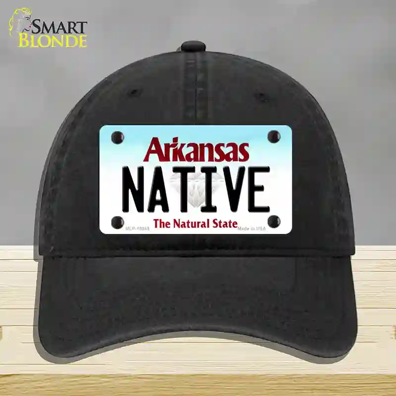 HAT07-MLP-10055 Native Arkansas Novelty License Plate Hat, Unconstructed Cotton - Black