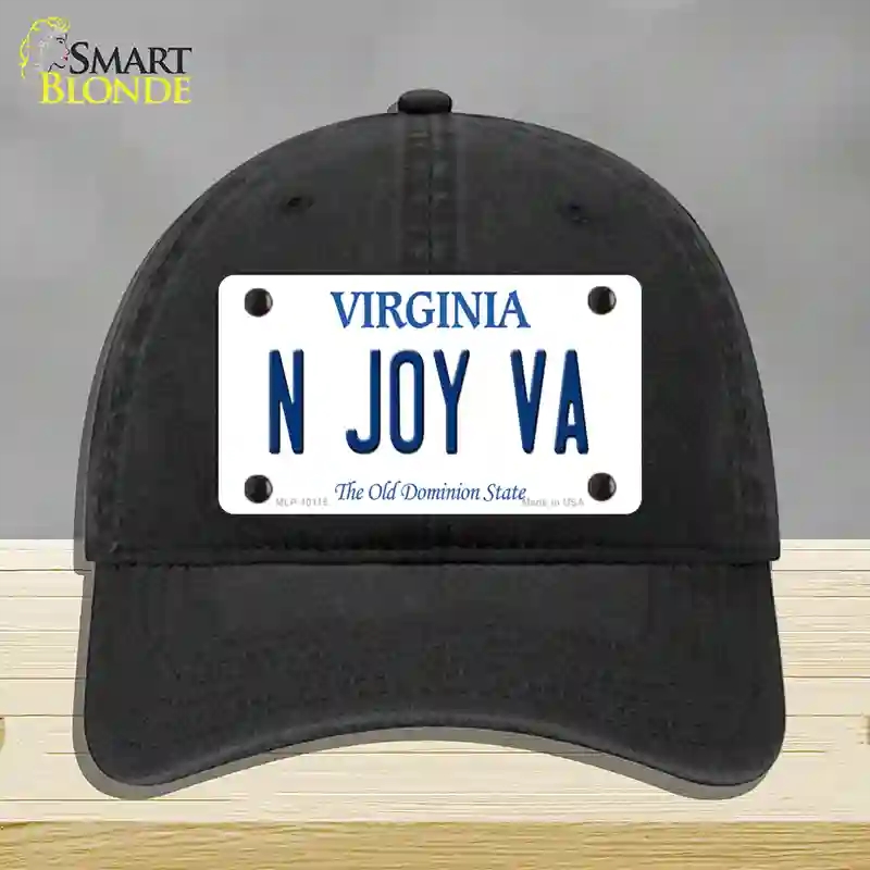HAT07-MLP-10115 N Joy VA Virginia Novelty License Plate Hat, Unconstructed Cotton - Black
