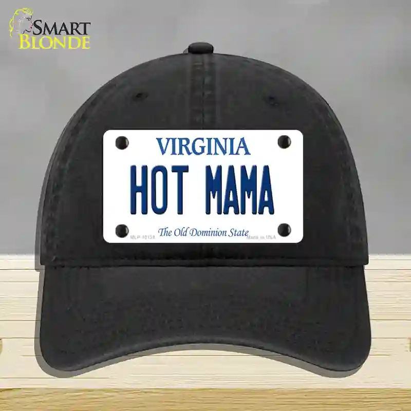 HAT07-MLP-10125 Hot Mama Virginia Novelty License Plate Hat, Unconstructed Cotton - Black