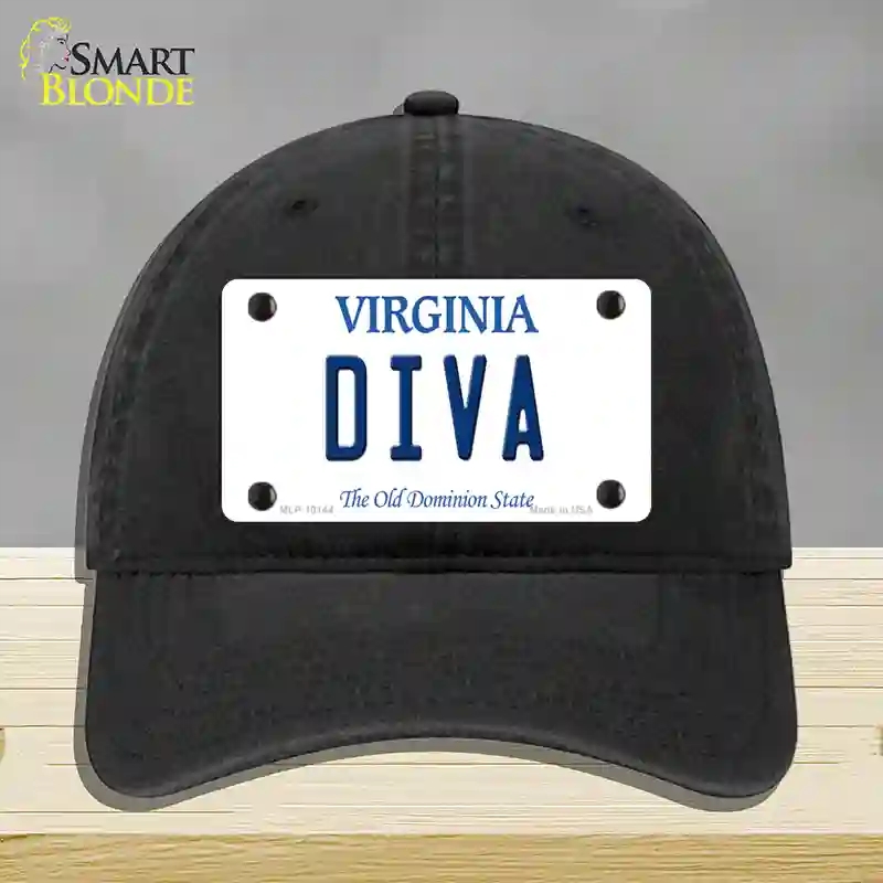 HAT07-MLP-10144 Diva Virginia Novelty License Plate Hat, Unconstructed Cotton - Black