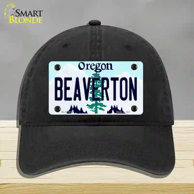 HAT07-MLP-10346 Beaverton Oregon Novelty License Plate Hat, Unconstructed Cotton - Black