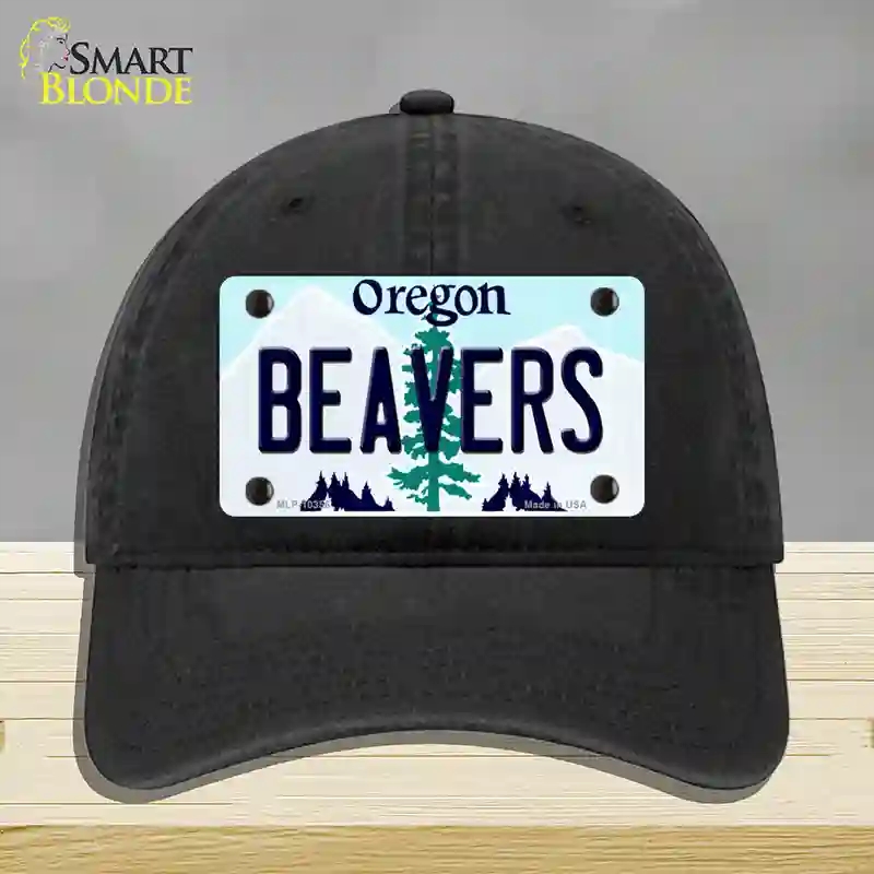 HAT07-MLP-10356 Beavers Oregon Novelty License Plate Hat, Unconstructed Cotton - Black