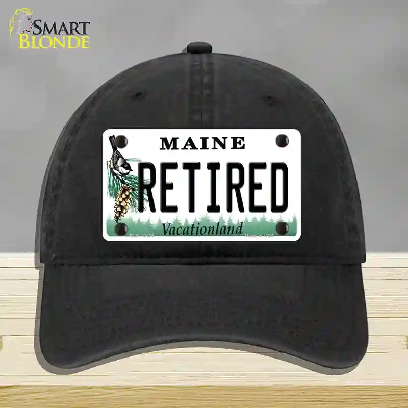 HAT07-MLP-10405 Retired Maine Novelty License Plate Hat, Unconstructed Cotton - Black
