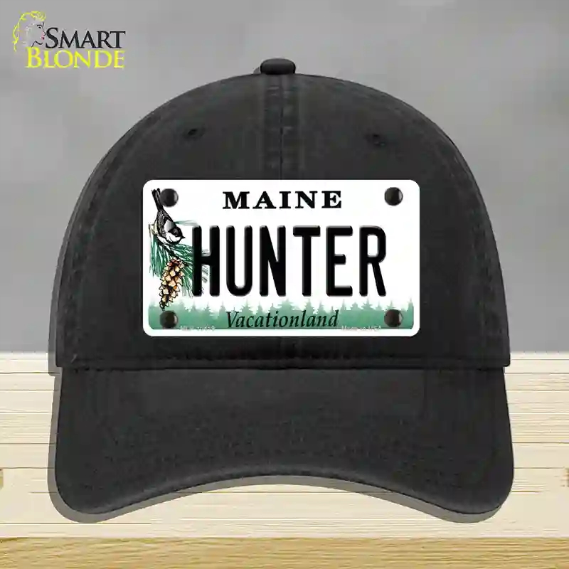 HAT07-MLP-10419 Hunter Maine Novelty License Plate Hat, Unconstructed Cotton - Black