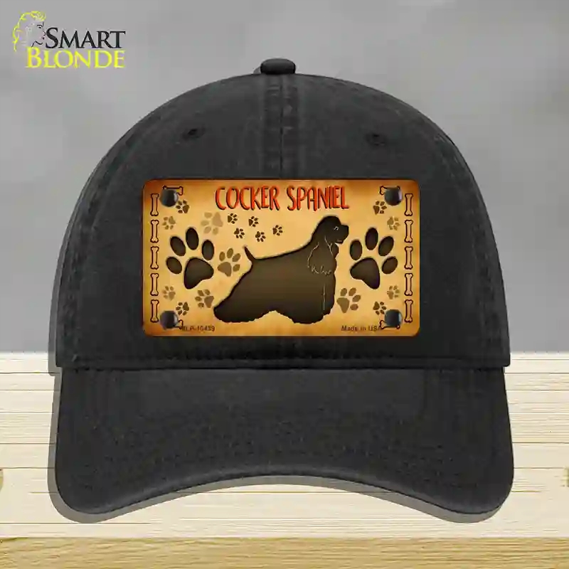 HAT07-MLP-10439 Cocker Spaniel Novelty License Plate Hat, Unconstructed Cotton - Black