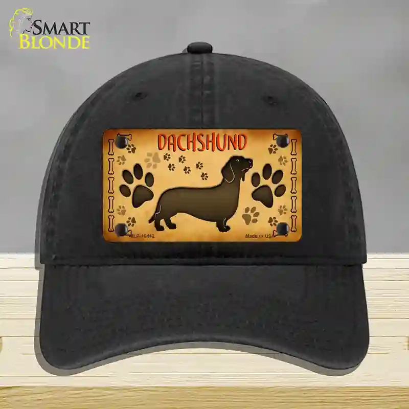 HAT07-MLP-10442 Dachshund Novelty License Plate Hat, Unconstructed Cotton - Black