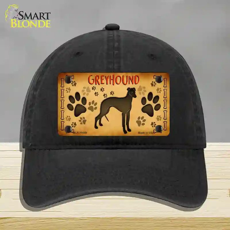 HAT07-MLP-10448 Greyhound Novelty License Plate Hat, Unconstructed Cotton - Black