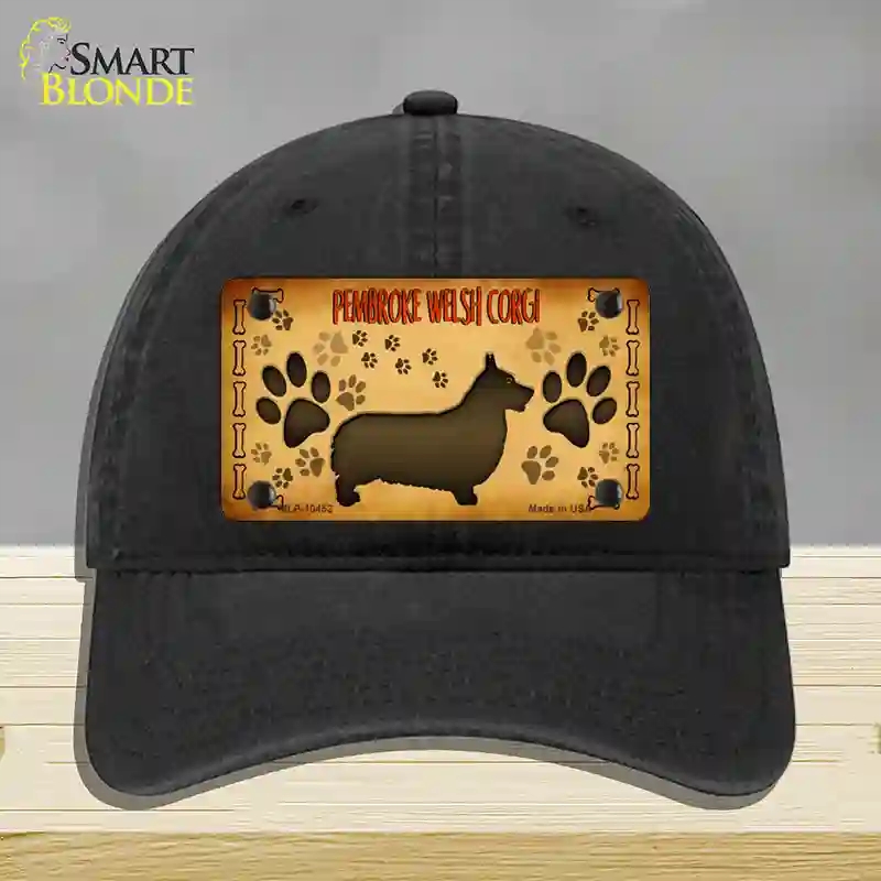 HAT07-MLP-10452 Pembroke Welsh Corgi Novelty License Plate Hat, Unconstructed Cotton - Black