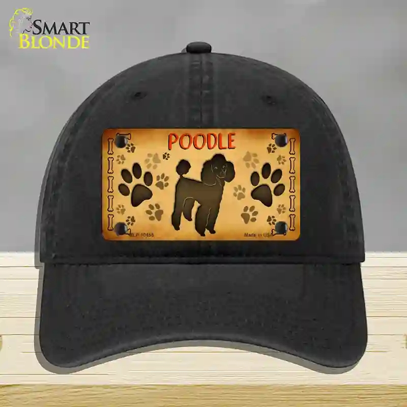 HAT07-MLP-10455 Poodle Novelty License Plate Hat, Unconstructed Cotton - Black