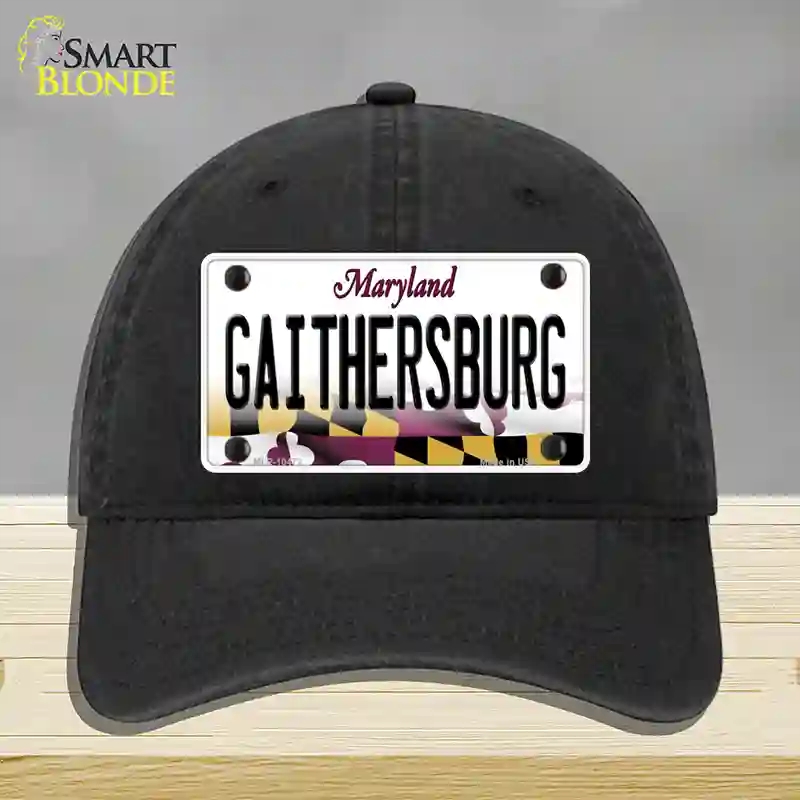 HAT07-MLP-10472 Gaithersburg Maryland Novelty License Plate Hat, Unconstructed Cotton - Black