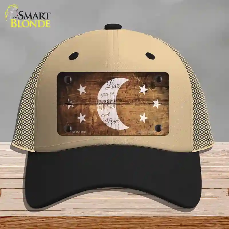 HAT02-MLP-11935 The Moon & Back Novelty License Plate Hat, Mesh - Khaki & Black