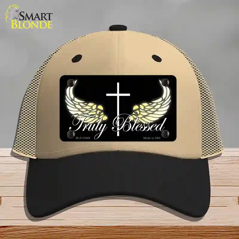 HAT02-MLP-11940 Truly Blessed Novelty License Plate Hat, Mesh - Khaki & Black