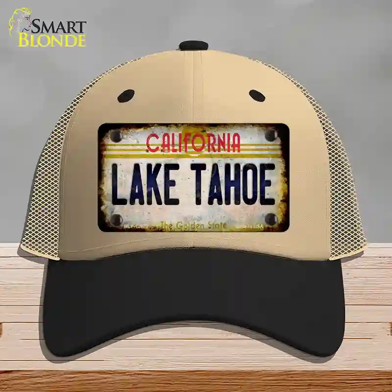 HAT02-MLP-12070 California Lake Tahoe Novelty License Plate Hat, Mesh - Khaki & Black