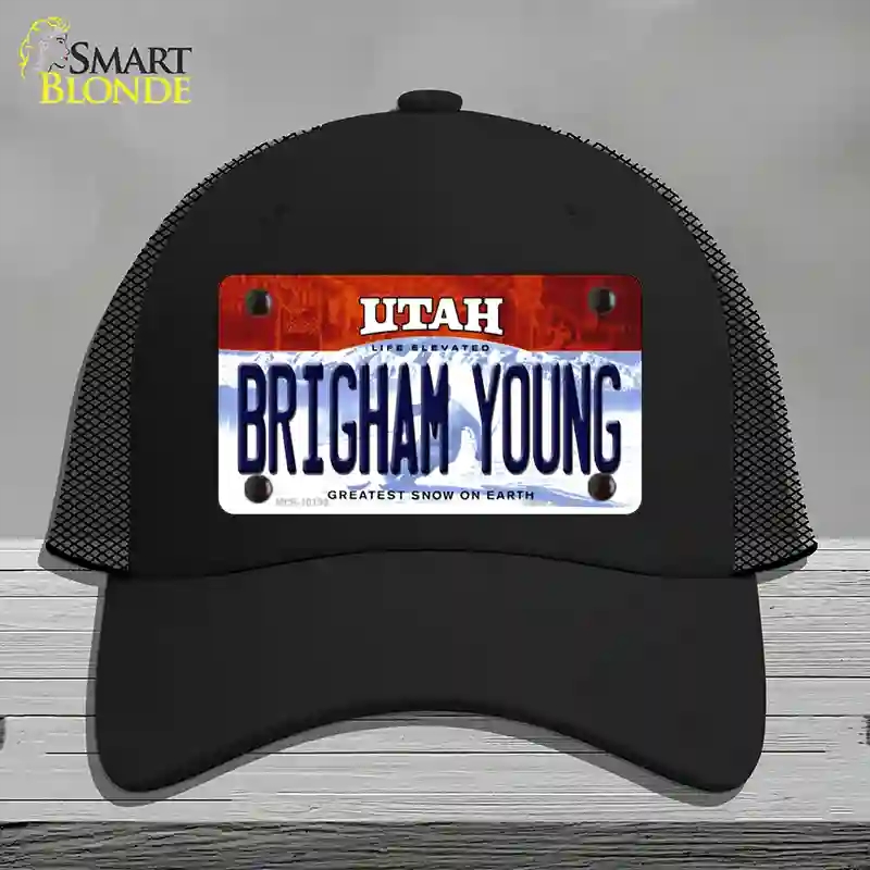 HAT01-MLP-10199 Brigham Young Utah Novelty License Plate Hat, Mesh - Black