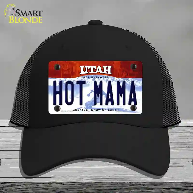 HAT01-MLP-10208 Hot Mama Utah Novelty License Plate Hat, Mesh - Black